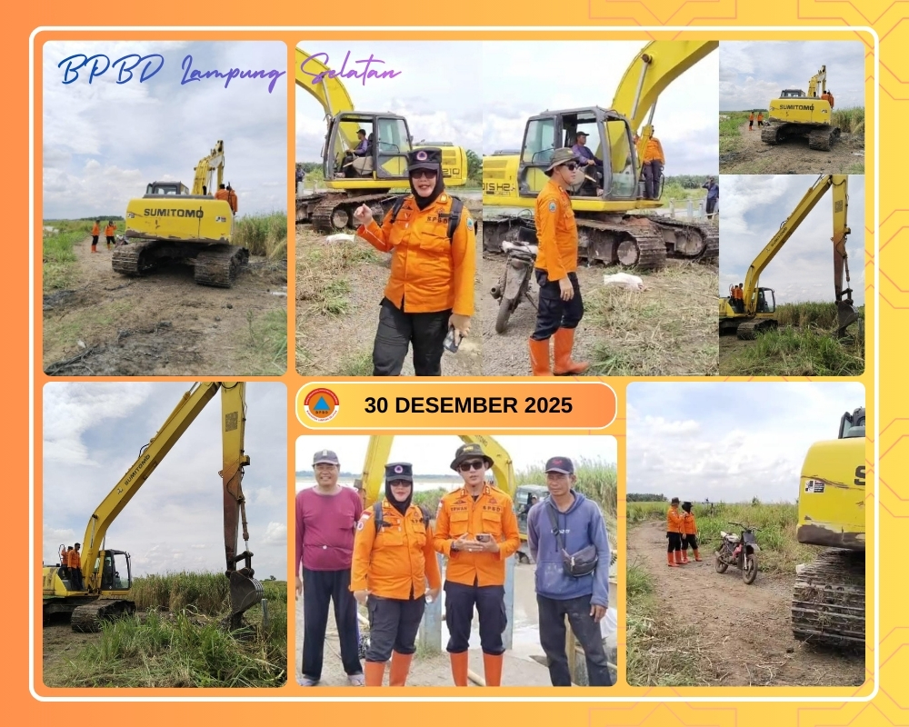 BPBD Lampung Selatan Tanggulangi Banjir di Jembatan Way Gayau